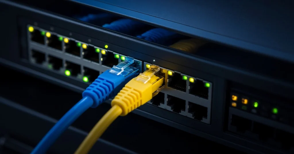 Партнёр D-Link Беларусь: патч-корды в портах коммутатора с индикаторами